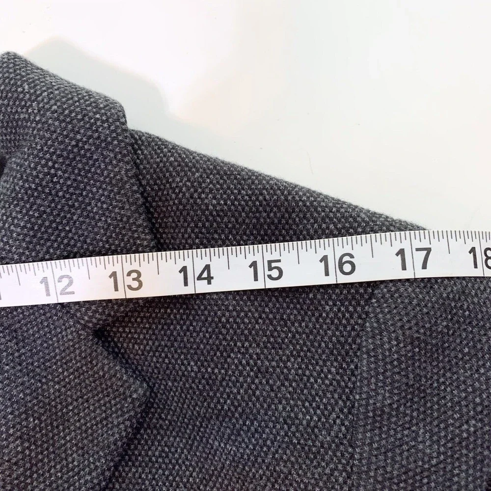 TALBOTS Jacket Blazer Size Large Black Gray Two Buttons Knit Long Sleeve